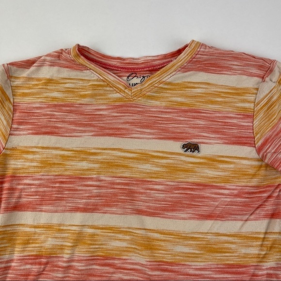 Lucky Brand Tshirt Girls Small Pink Orange Striped Short Sleeve Crew Neck - Picture 3 of 7